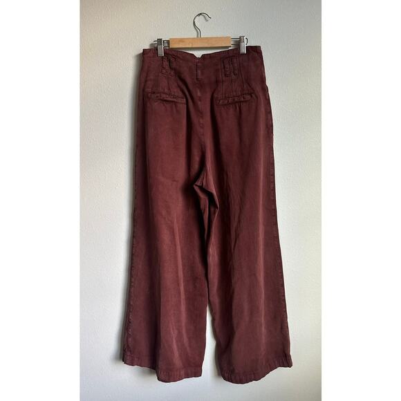 FREE PEOPLE Dwell On Dreams High Waisted Pleated Wide Leg Pants Size 6 - Picture 5 of 9